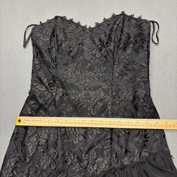 Vintage Y2K Black Floral Lace Asymmetrical Handkerchief Hem Dress Goth Romantic - Picture 8 of 13